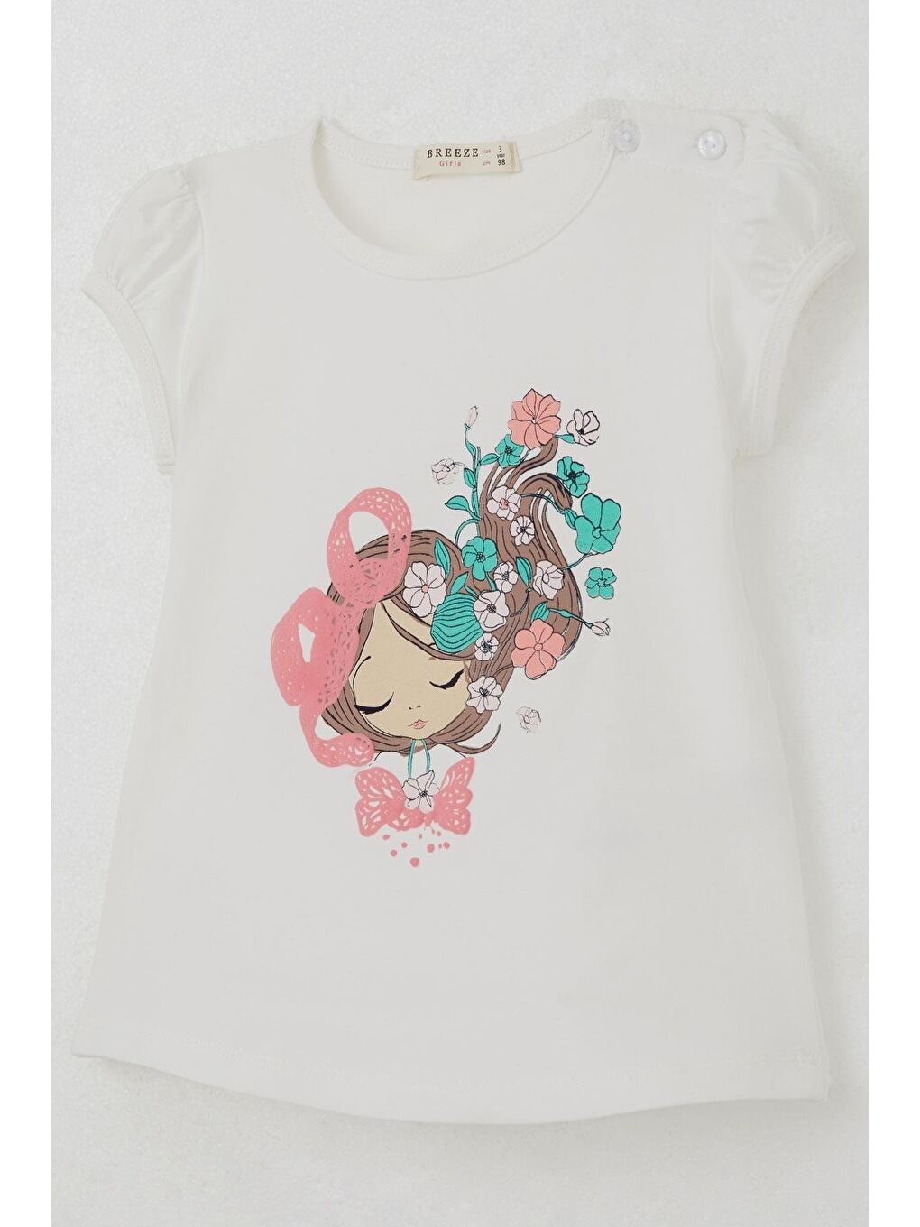 Kız Çocuk Kapri Taytlı Takım Çiçekli Kız Baskılı Ekru (1.5-5 Yaş)-9