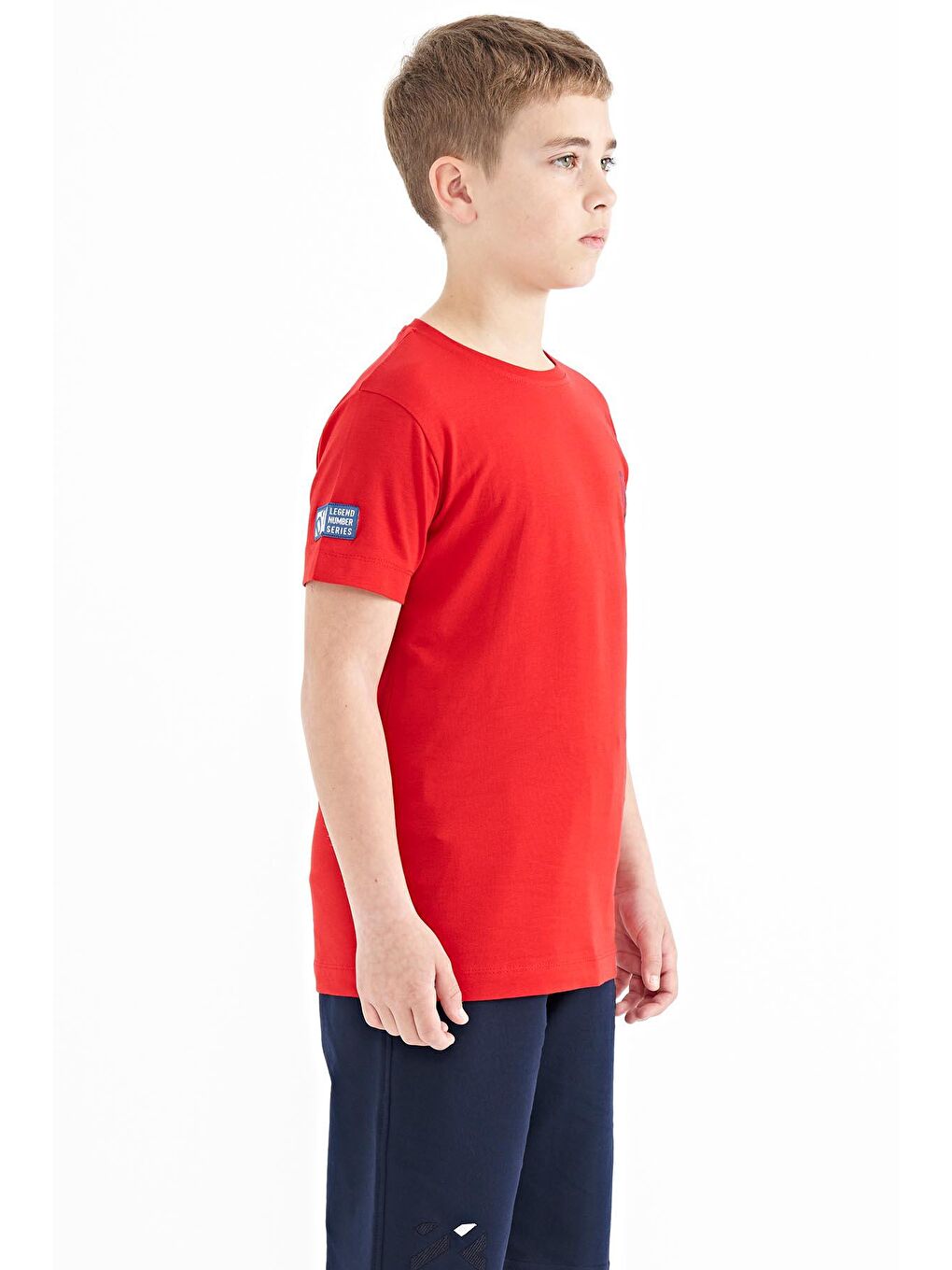 TOMMYLIFE Kırmızı Baskı Detaylı O Yaka Standart Kalıp Erkek Çocuk T-Shirt - 11104 - 3