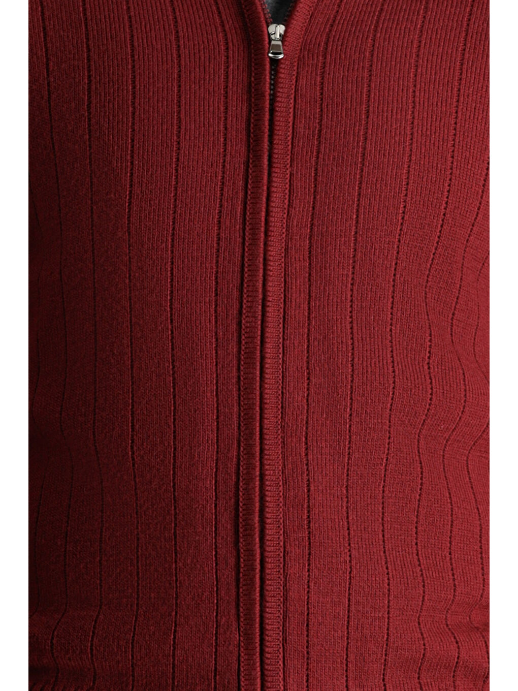 Bordo Fermuarlı Triko Hırka-5