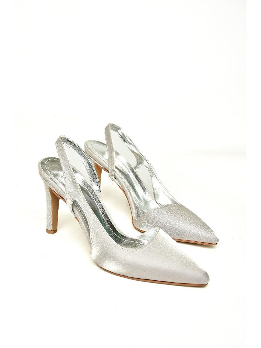 Gri U4045894 Gümüş Kadın Topuklu Ayakkabı-2