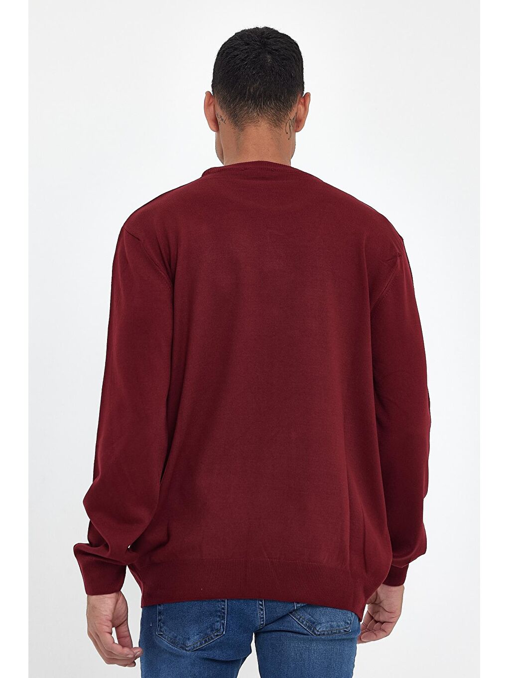 Bordo Bisiklet Yaka Kaşmir Triko Sweat spr24tr001-4