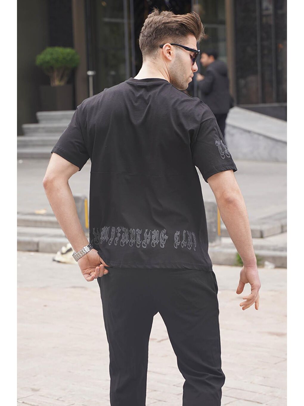 Siyah Bisiklet Yaka Erkek Tişört 6112-1