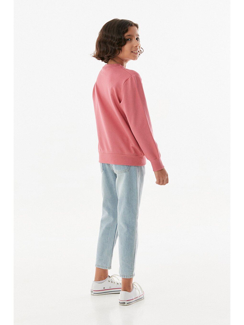 Pembe Nirvana Baskılı Kız Çocuk Sweatshirt-2