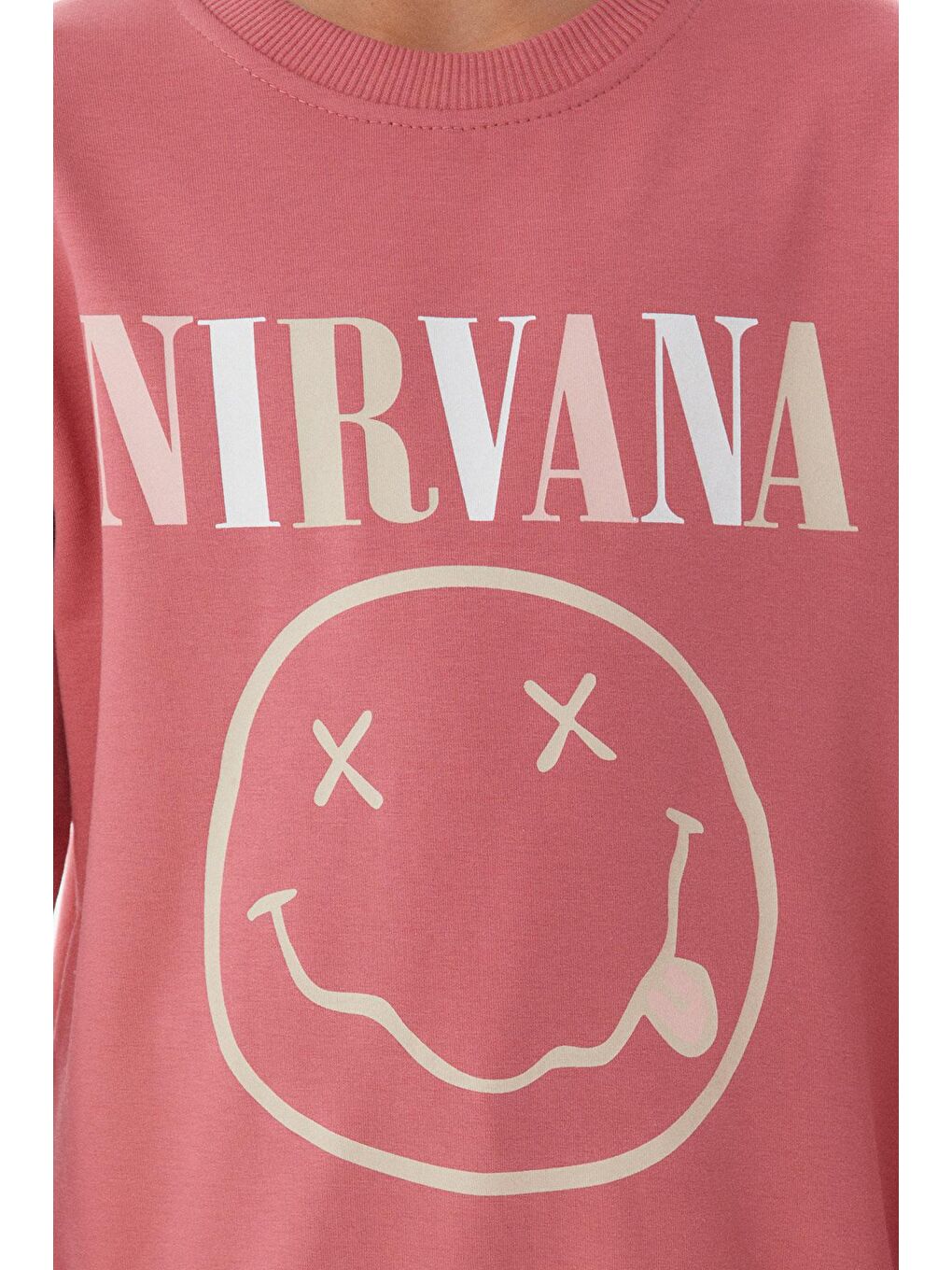 Pembe Nirvana Baskılı Kız Çocuk Sweatshirt-3