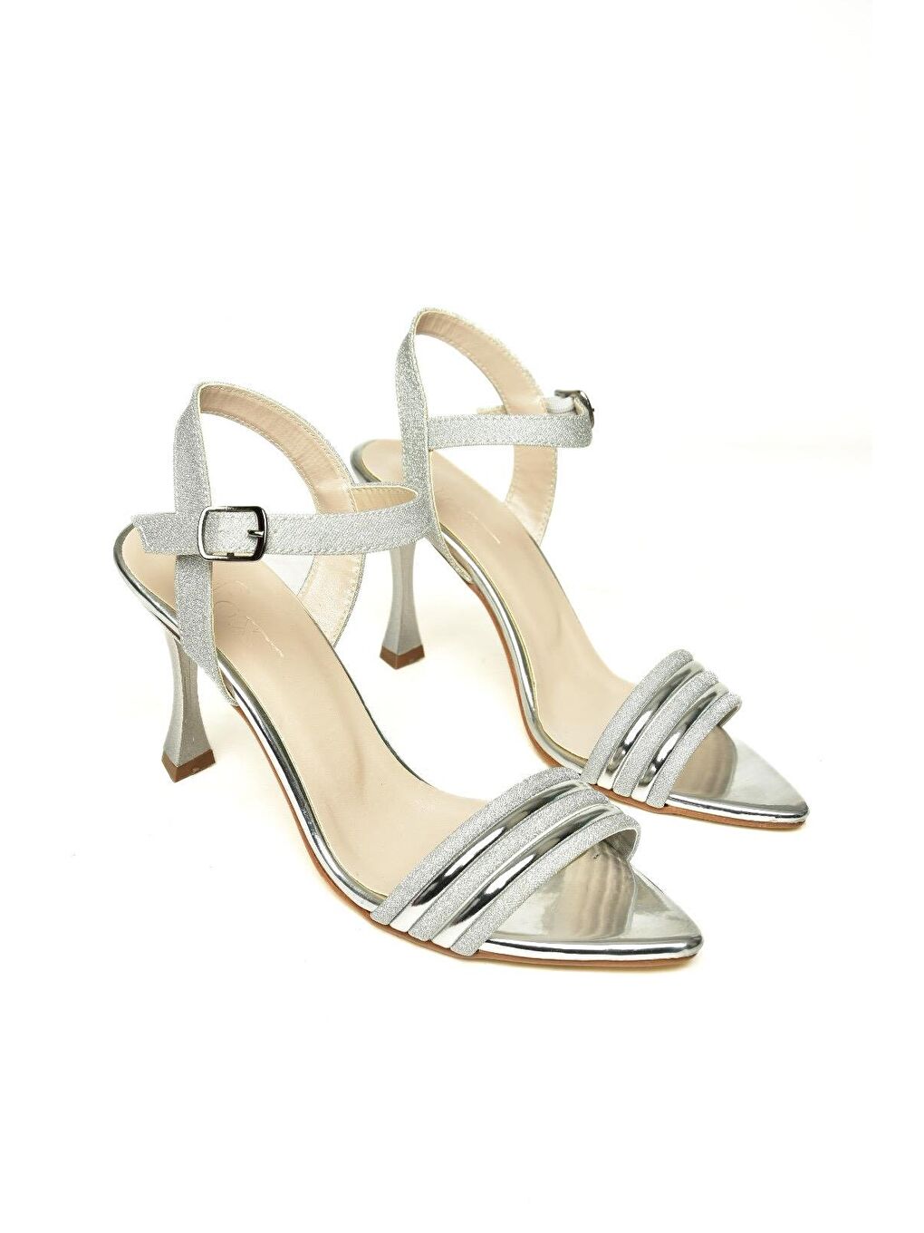 Gri U3122063 Gümüş Kadın Topuklu Ayakkabı-2