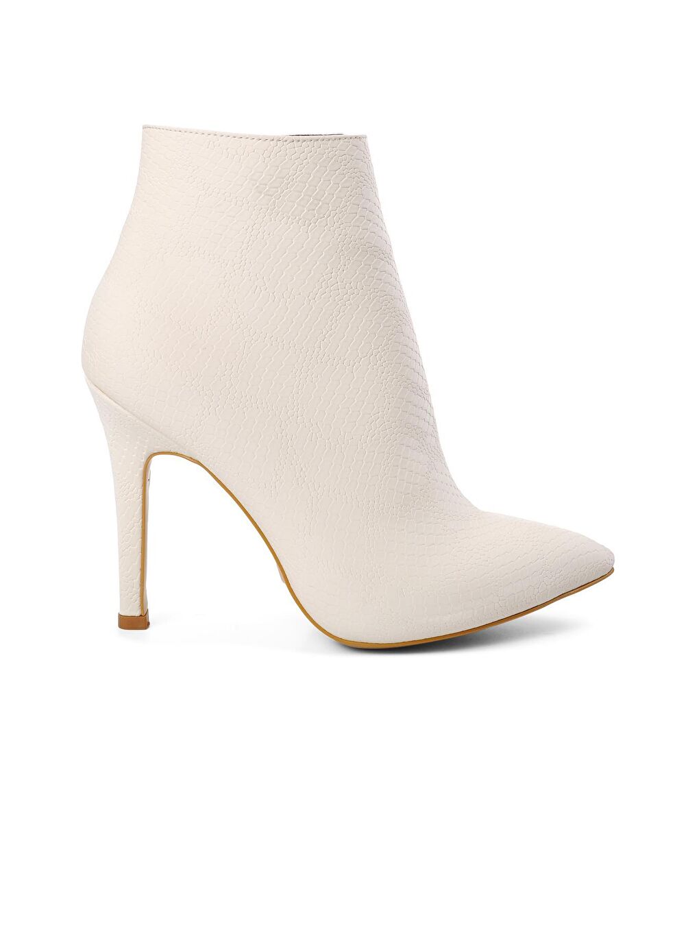 K1034 Beyaz Saten Yılan İçi Polarlı Kadın Topuklu Bot