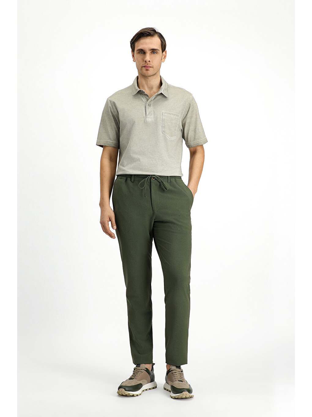 Yeşil Regular Fit Pamuk Cepli Polo Yaka Tişört-2