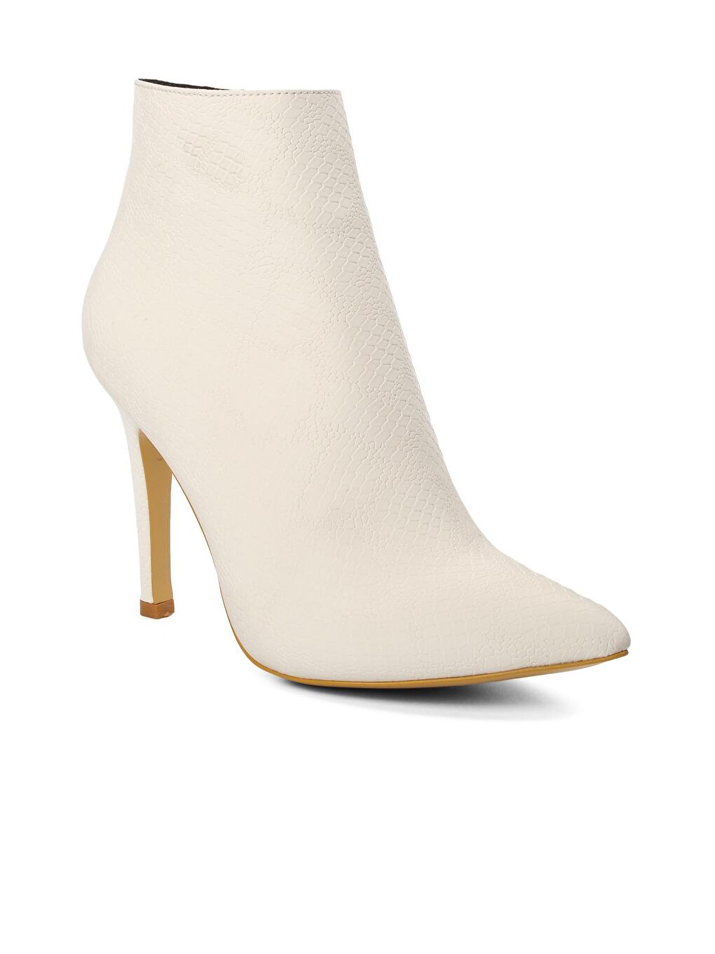 K1034 Beyaz Saten Yılan İçi Polarlı Kadın Topuklu Bot-2