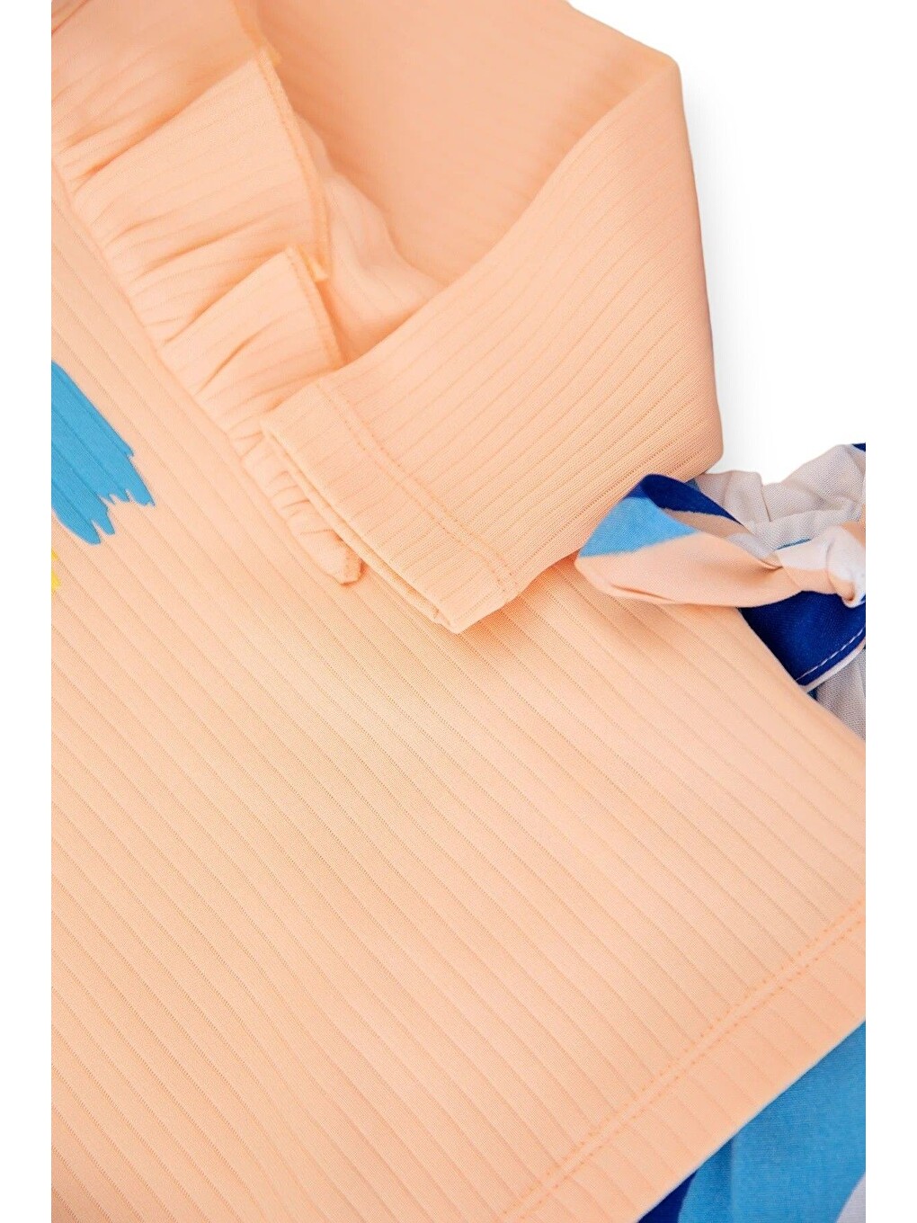 Pembe Kız Çocuk 2-3-4-5-6 Yaş, Mevsimlik Fırfırlı Tiril Tiril Dokuma Pantalonlu Alt Üst Takım-4