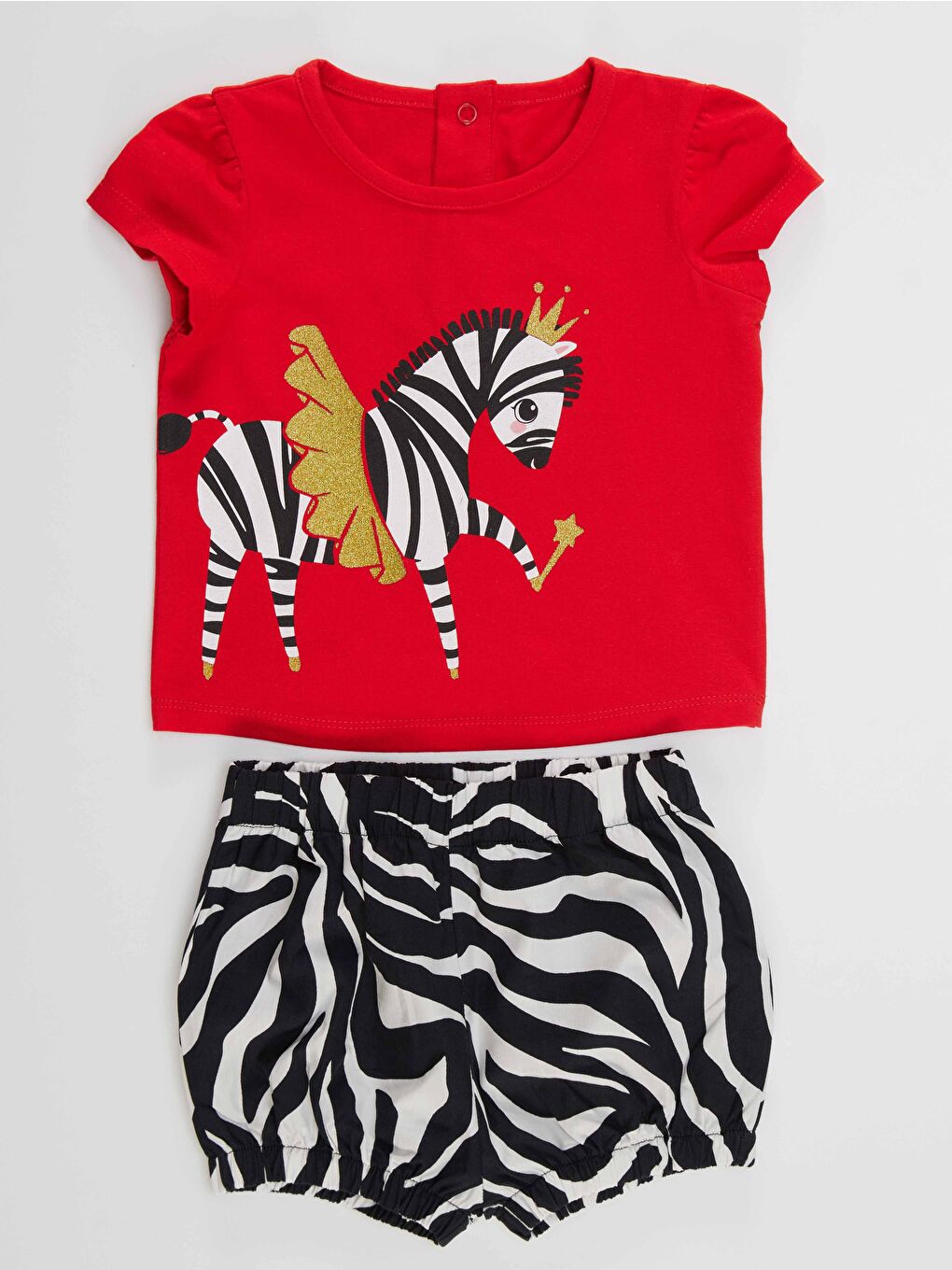 Denokids Karışık Balerin Zebra Kız Bebek Poplin Şort Takım - 2