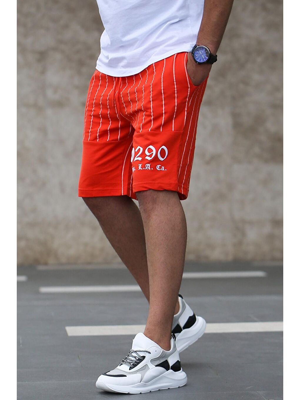 Çizgili Baskılı Günlük Turuncu Şort 2909