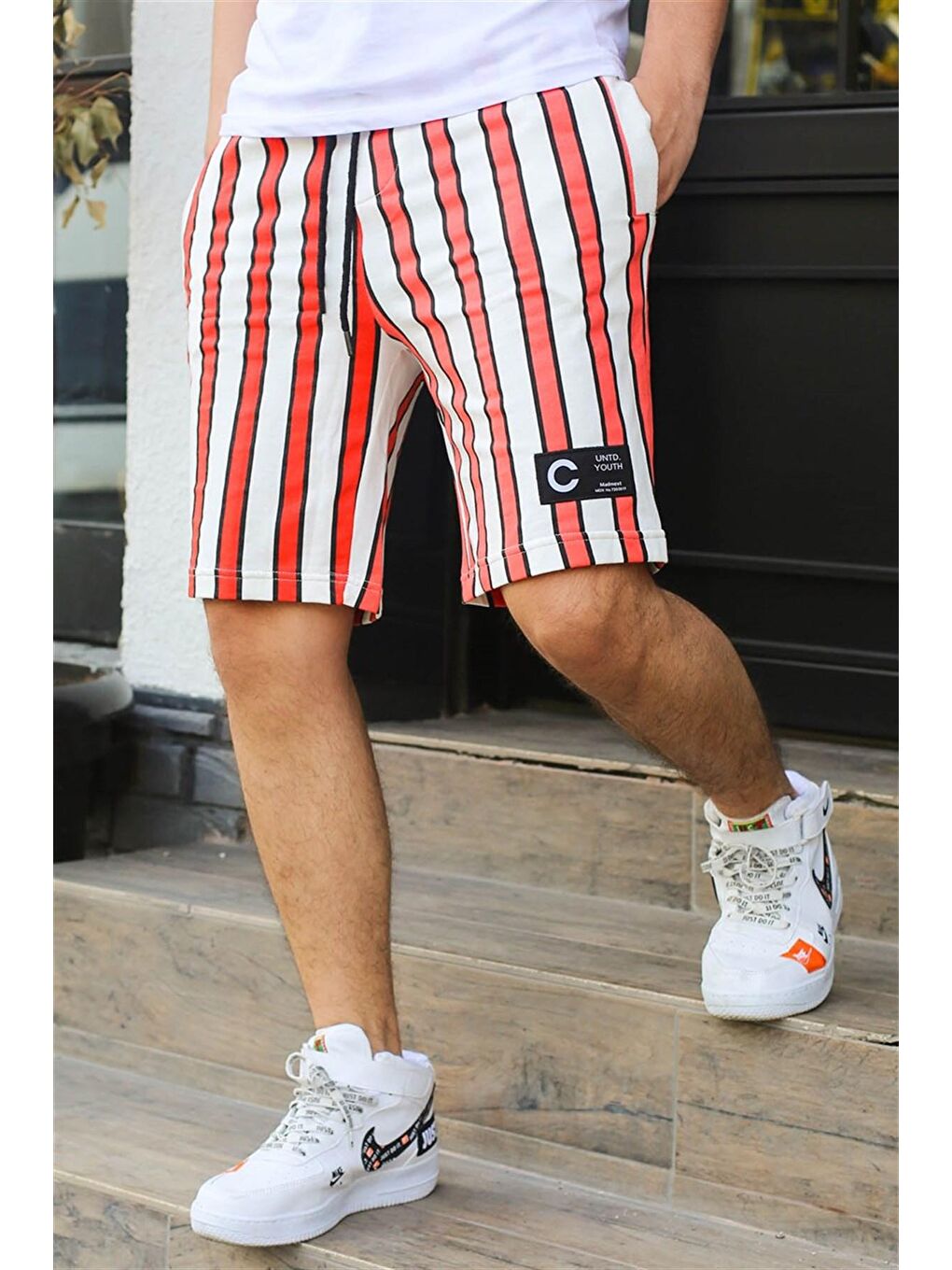 Çizgili Turuncu Günlük Şort 2915-2