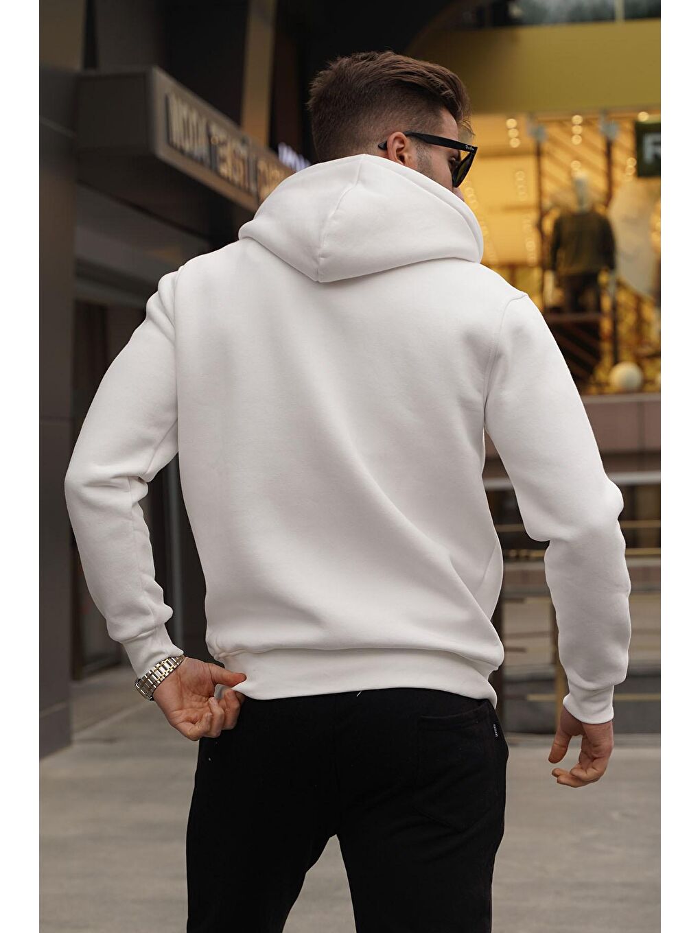 Madmext Ekru Kapüşonlu Regular Fit Erkek Sweatshirt 6033 - 1