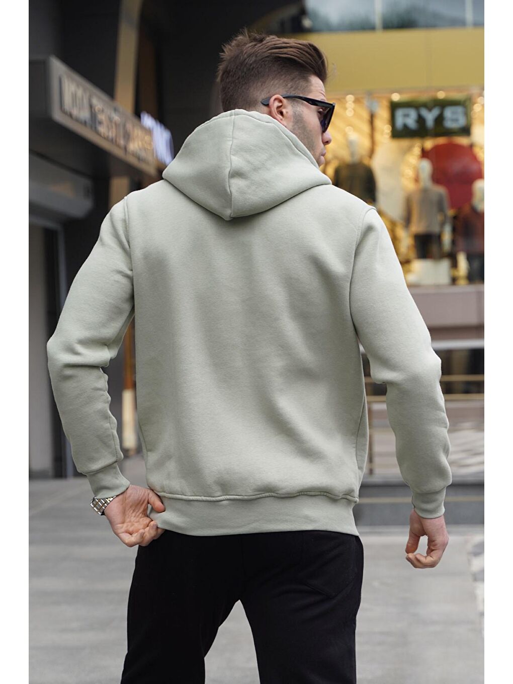 Madmext Nane Yeşili Mint Yeşili Kapüşonlu Regular Fit Erkek Sweatshirt 6033 - 1