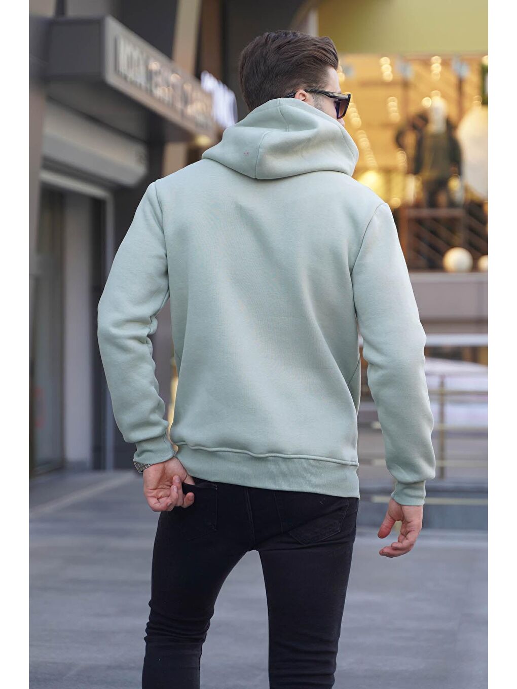 Madmext Nane Yeşili Mint Yeşili Fermuar Detaylı Kapüşonlu Sweatshirt 1767 - 1