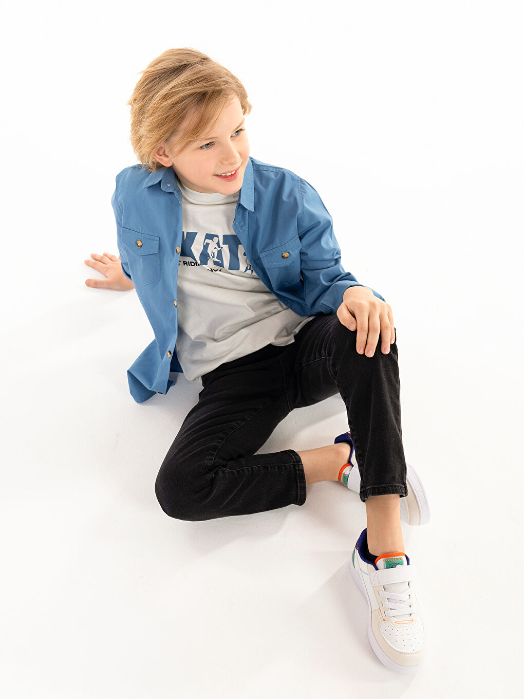 Gri Boys Erkek Çocuk Jean Pantolon 6-9 Yaş Füme-1