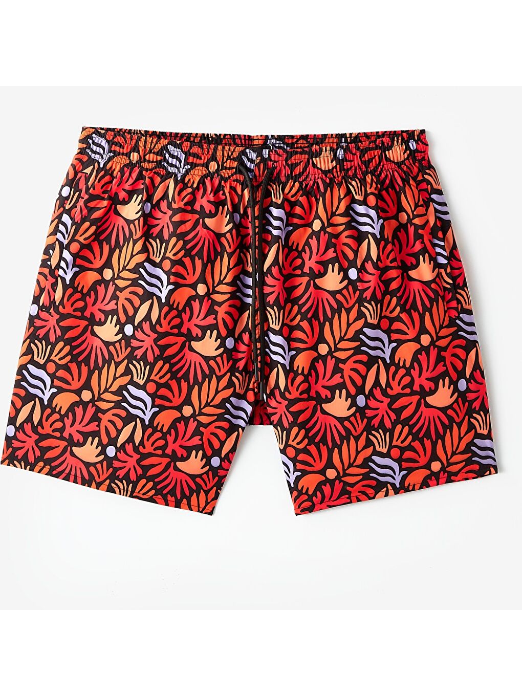 Turuncu Erkek Regular Fit Desenli Deniz Şortu-5
