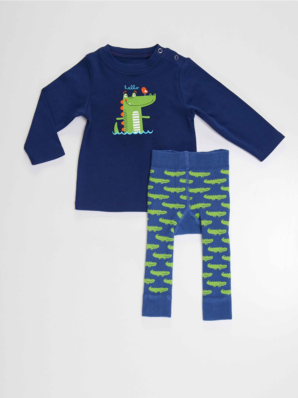 Denokids Karışık Timsah Erkek Bebek Tshirt Tayt-Pantolon Takım - 3