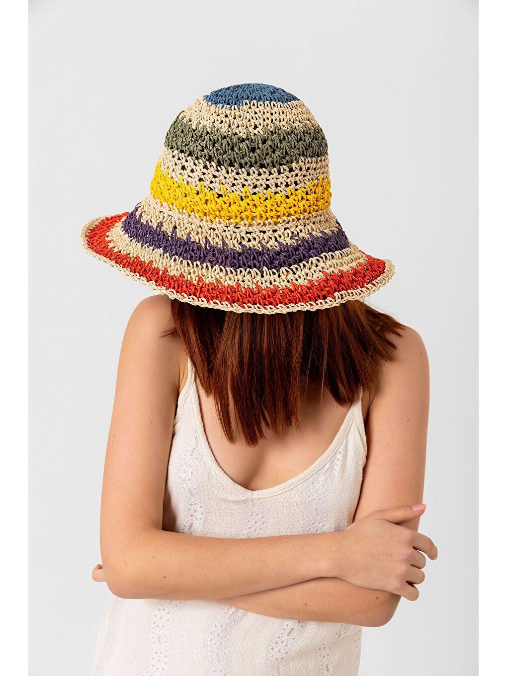 Bej El Örgüsü Hasır Şapka Hsr2066-5