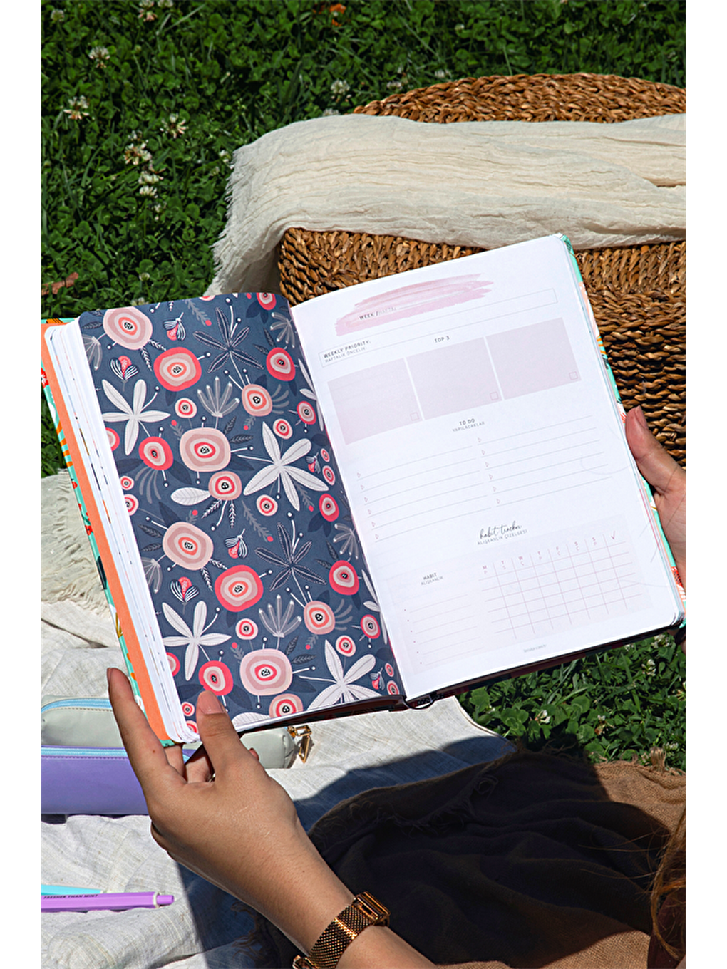 17x24 Süresiz Planlayıcı Ajanda Defter Puantiye Mercan-4