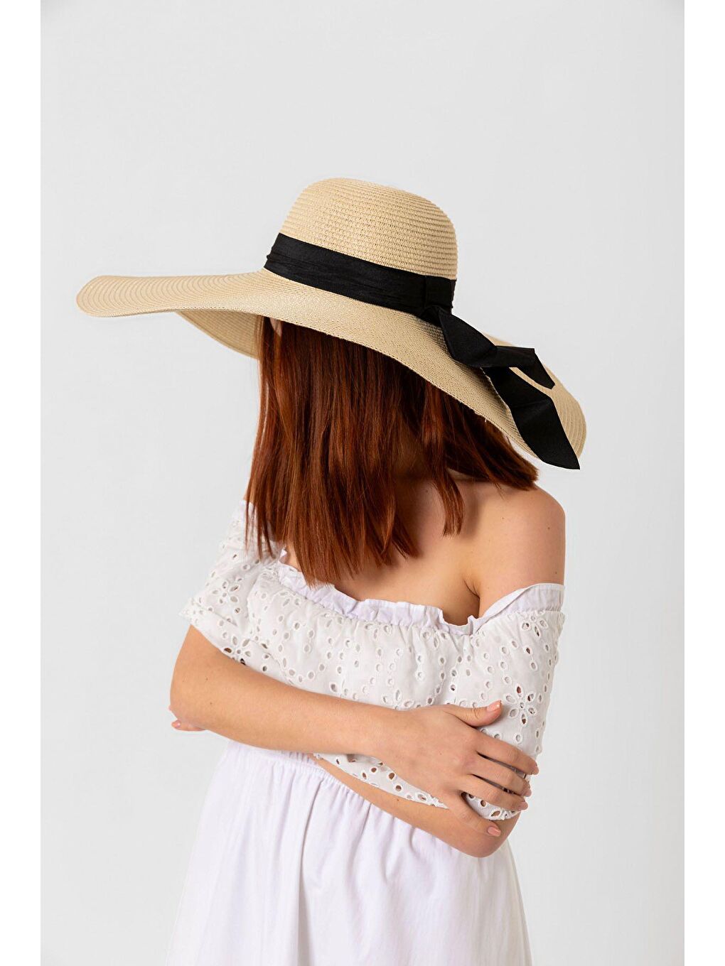 Bej Kurdelalı Ekstra Geniş Hasır Şapka Hsr2039 Kutulu Gönderim-5