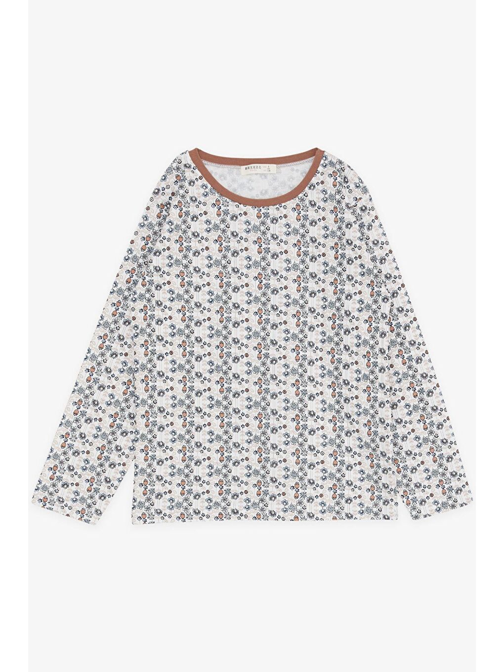 Kız Çocuk Pijama Takımı Çiçek Desenli Ekru (4-7 Yaş)-2