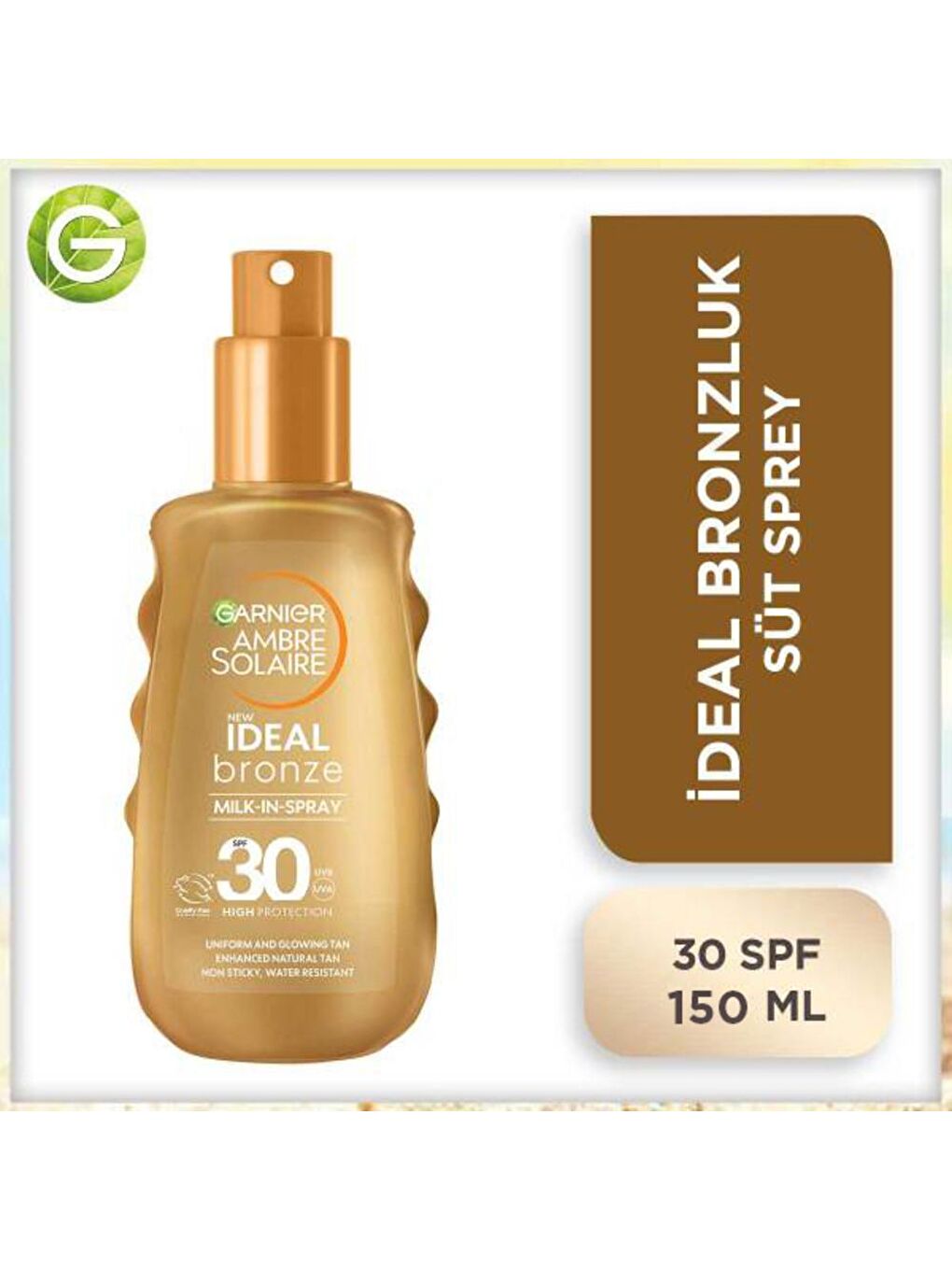 GARNIER Şeffaf Ambre Solaire İdeal Bronzluk Güneş Koruyucu Sprey SPF 30+ 150 ml