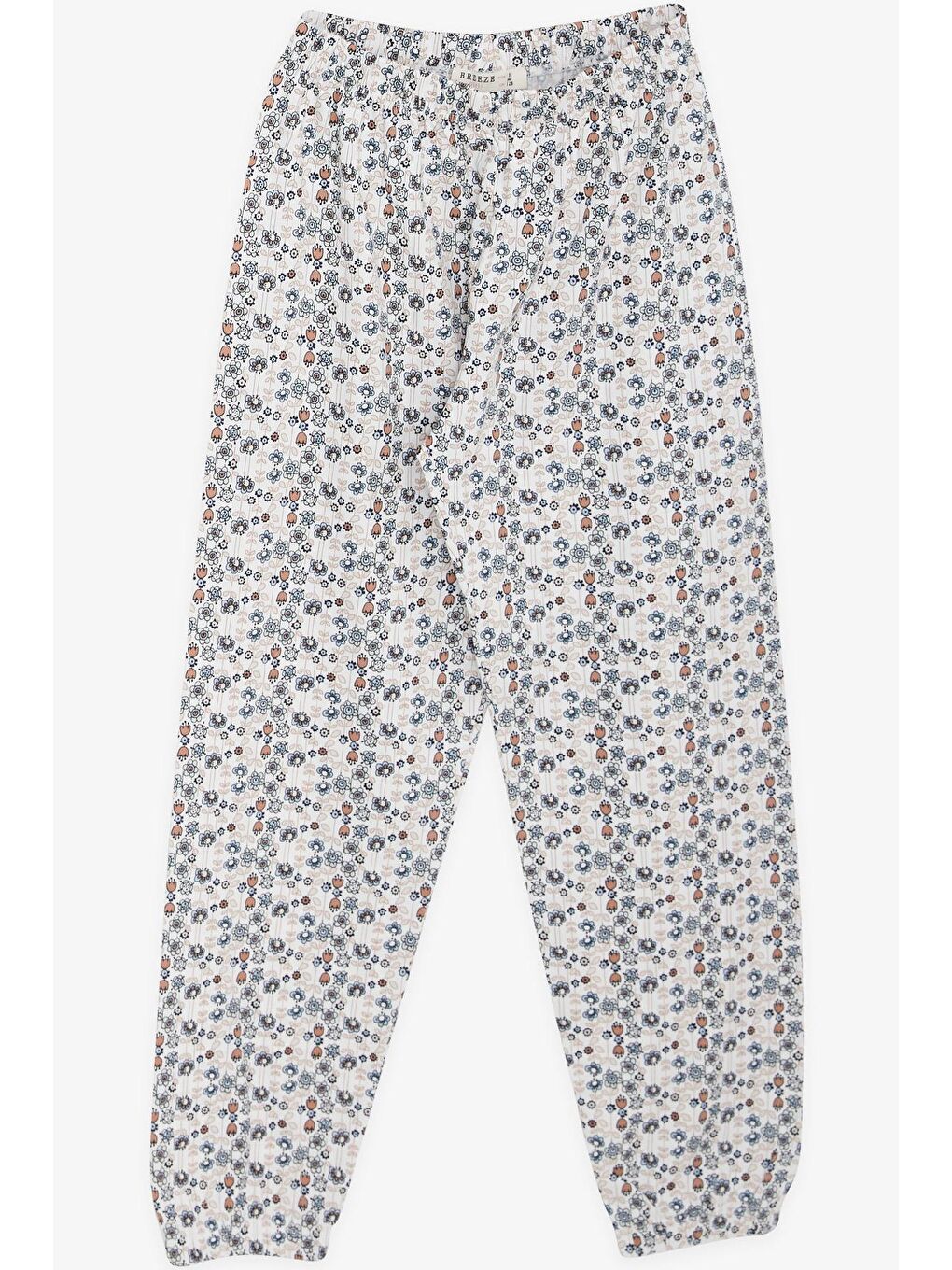 Kız Çocuk Pijama Takımı Çiçek Desenli Ekru (4-7 Yaş)-3