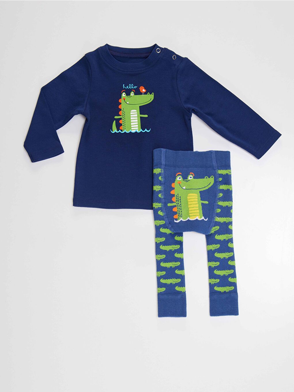 Denokids Karışık Timsah Erkek Bebek Tshirt Tayt-Pantolon Takım - 4