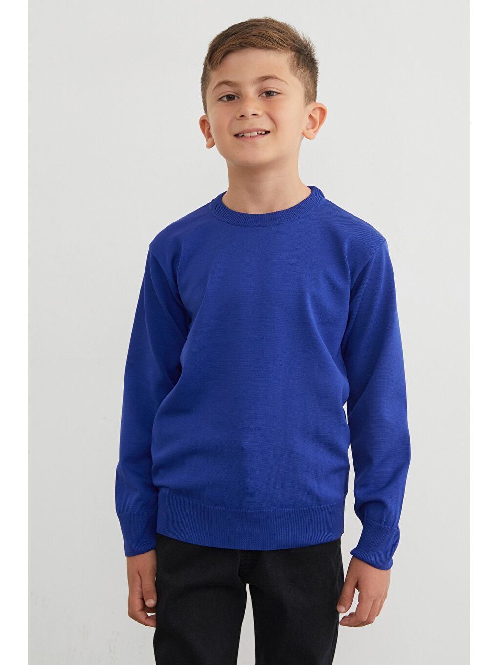 Mavi Basic Bisiklet Yaka Erkek Çocuk Triko Kazak-1