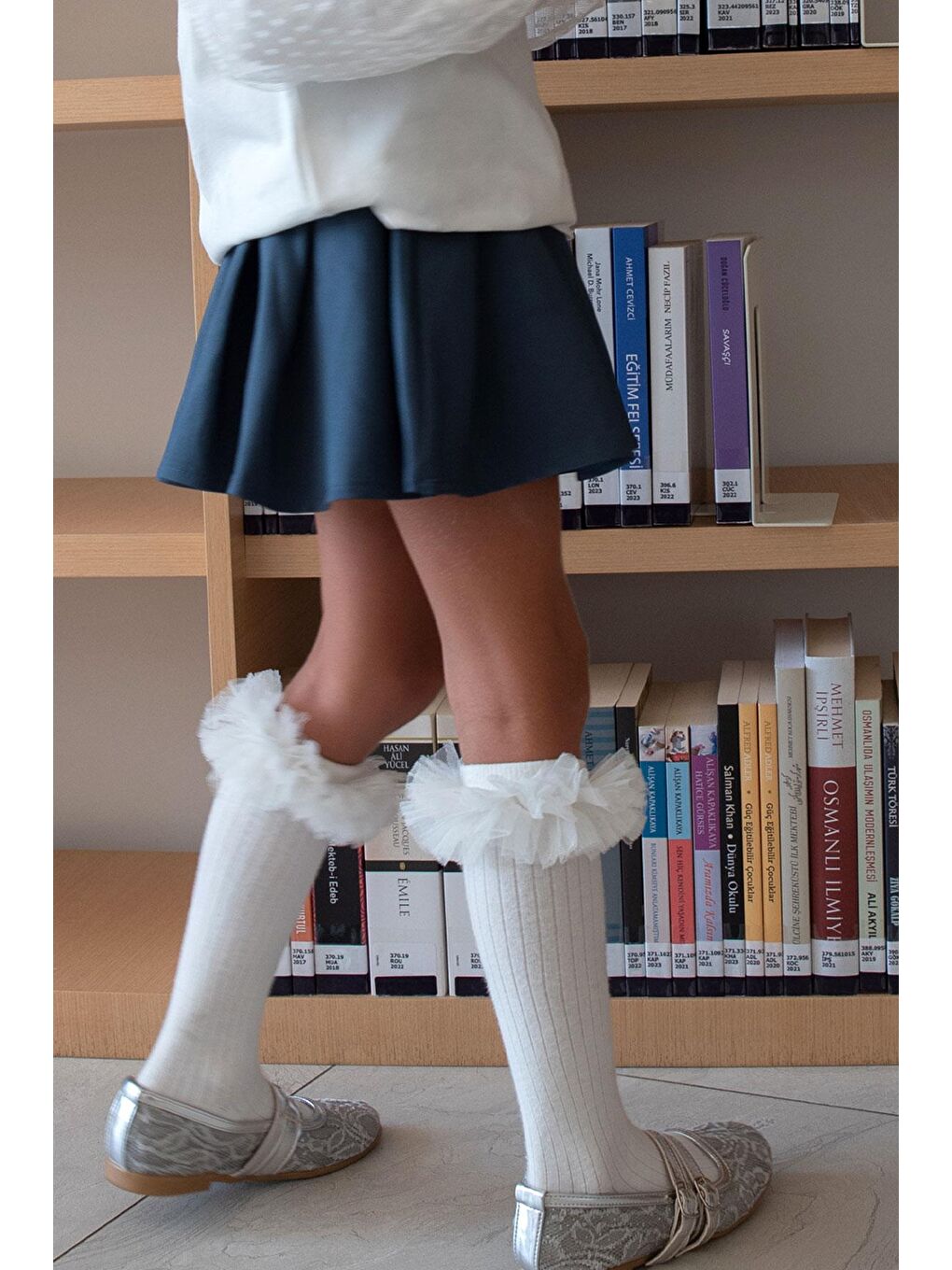 Kız Çocuk Pileli Etek Çıtçıtlı İndigo (8-12 Yaş)-1