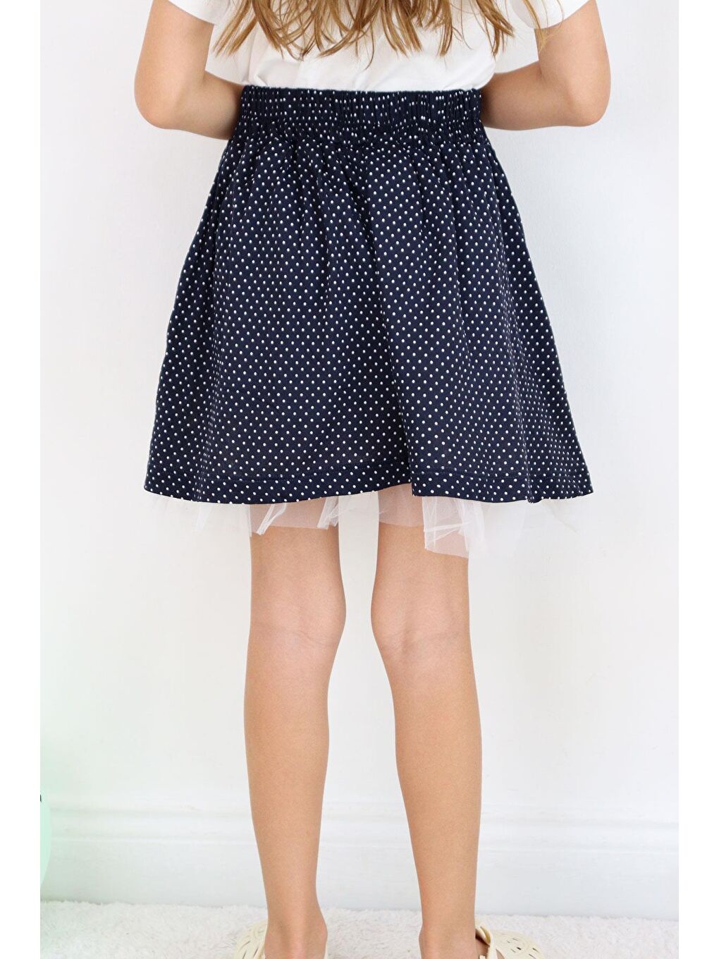 Kız Çocuk Etek Puantiye Desenli Tüllü Lacivert (3-10 Yaş)-3
