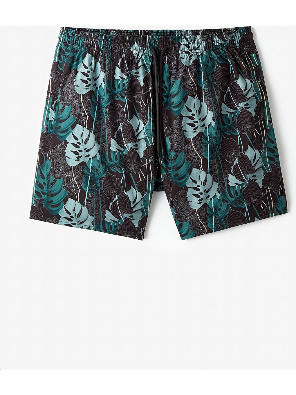 Siyah Erkek Regular Fit Desenli Deniz Şortu-4