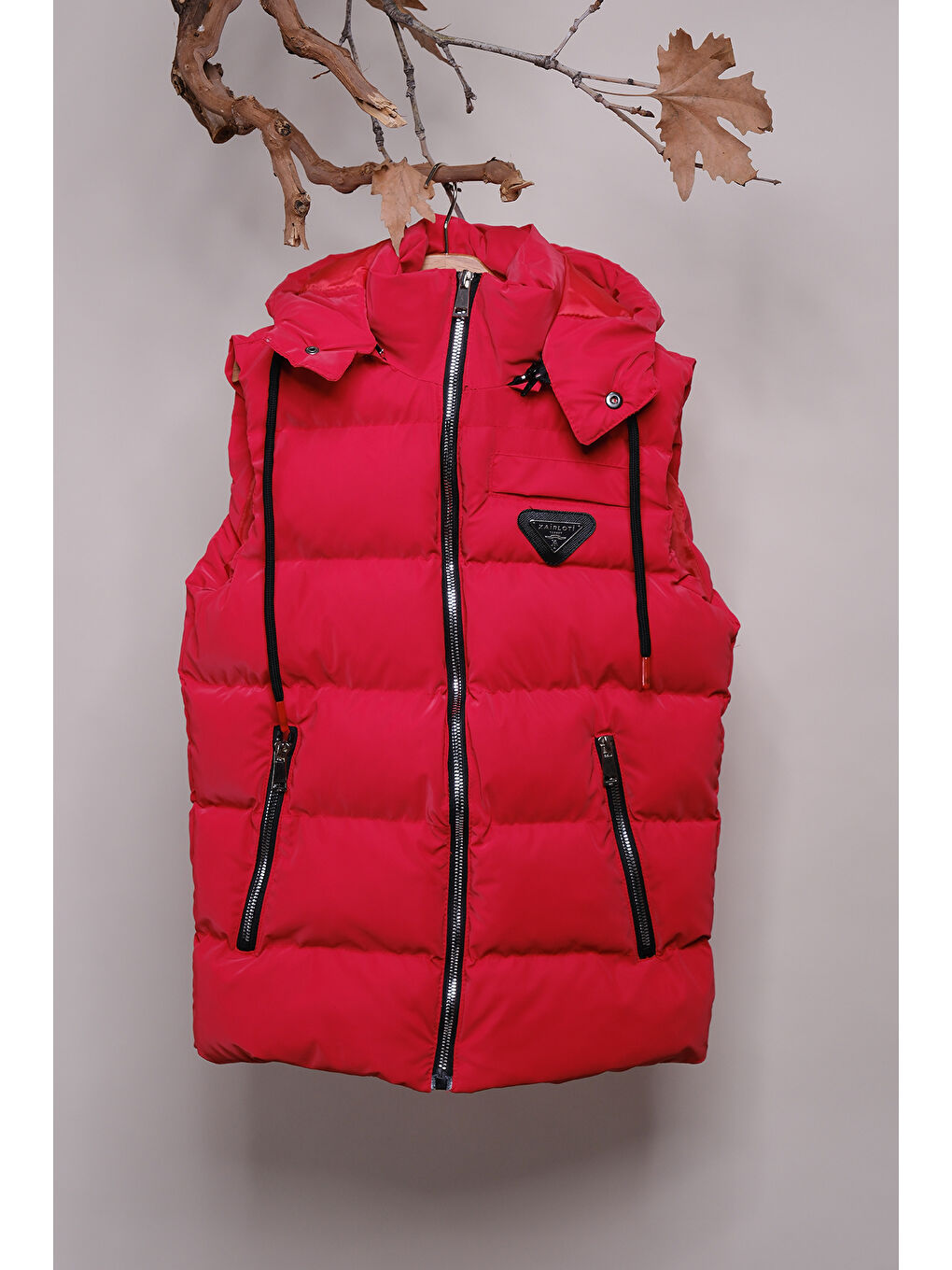 Kırmızı Kapüşonlu Erkek Çocuk Nova Kumaş Şişme Yelek YLK 2626-4