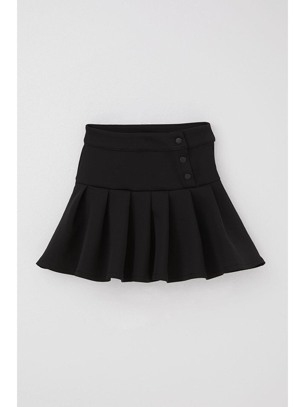 Kız Çocuk Mini Etek Pileli Çıtçıt Detaylı Siyah (7-12 Yaş)-4