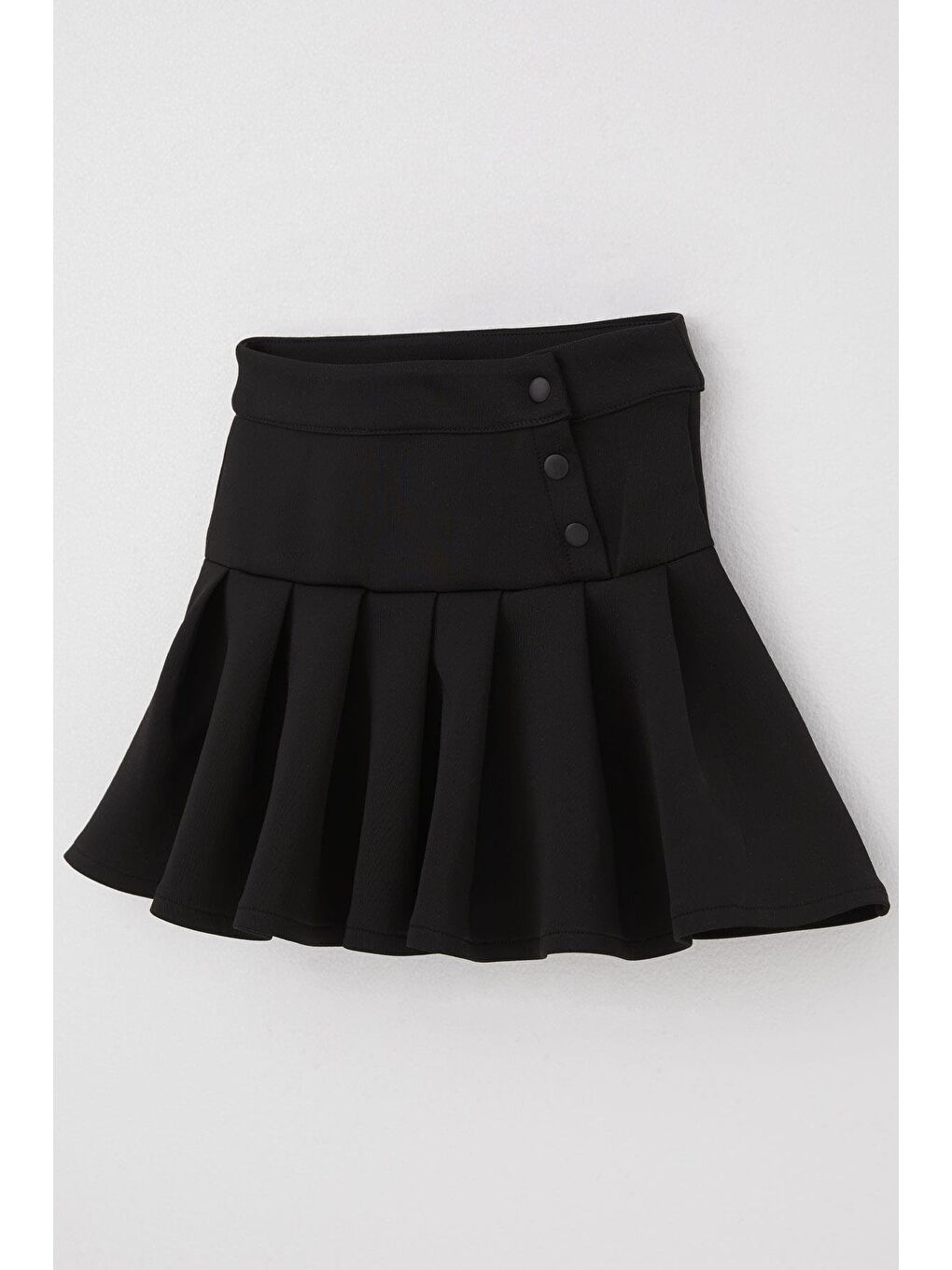 Kız Çocuk Mini Etek Pileli Çıtçıt Detaylı Siyah (7-12 Yaş)-6