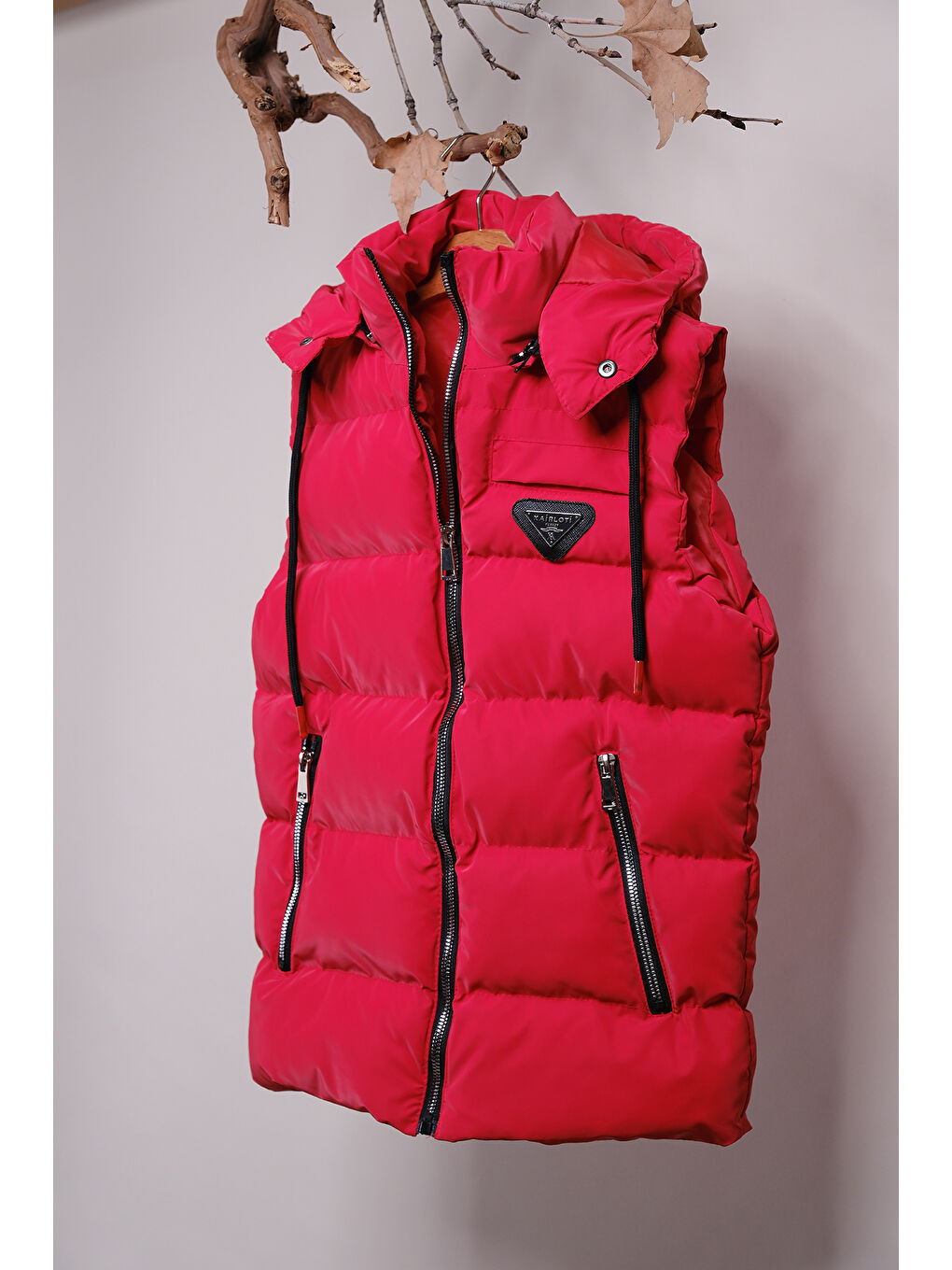 Kırmızı Kapüşonlu Erkek Çocuk Nova Kumaş Şişme Yelek YLK 2626-6