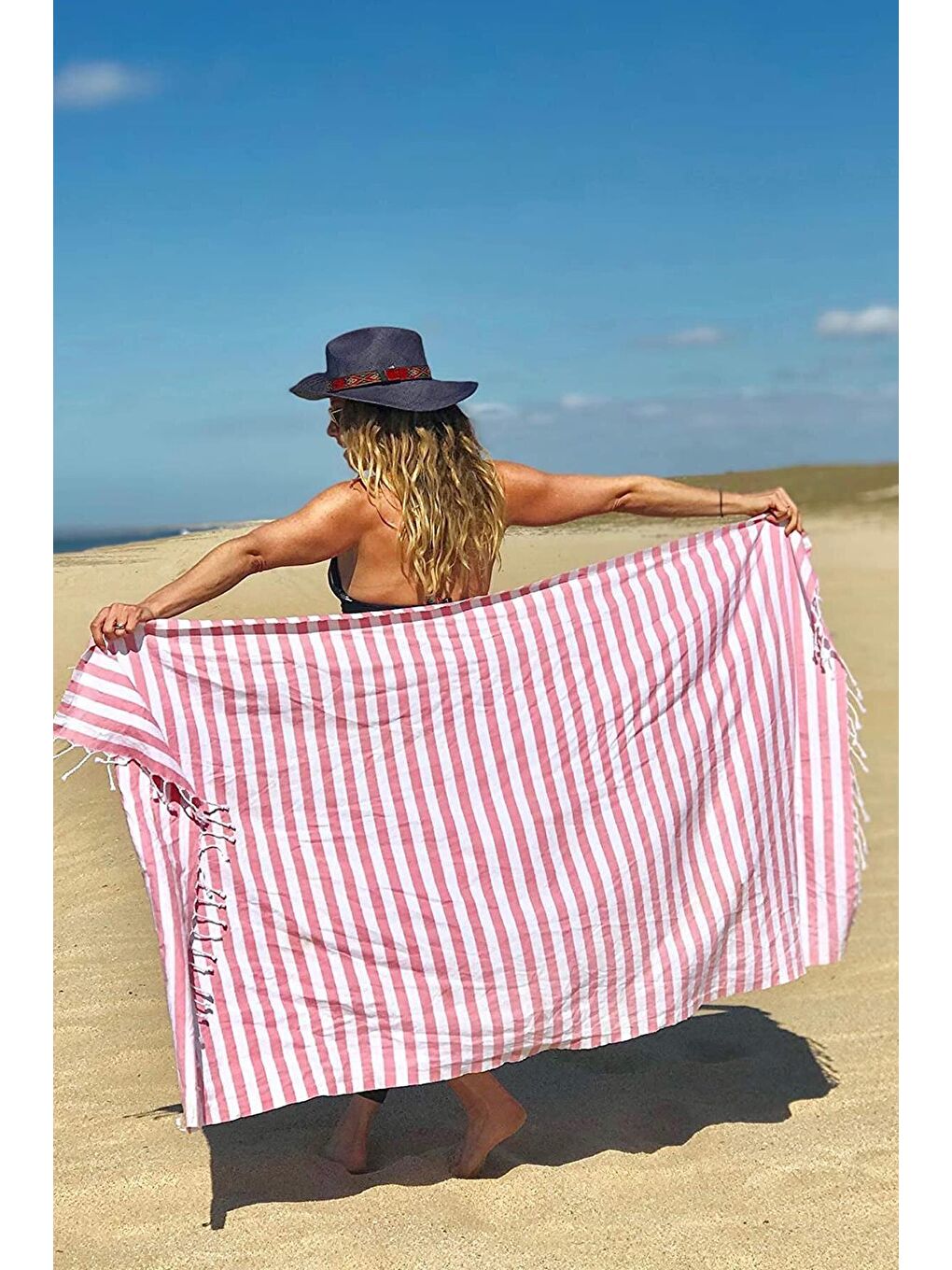 Zeynep Tekstil Pembe Stripe 75x150 cm Ultra Soft Plaj Havlusu