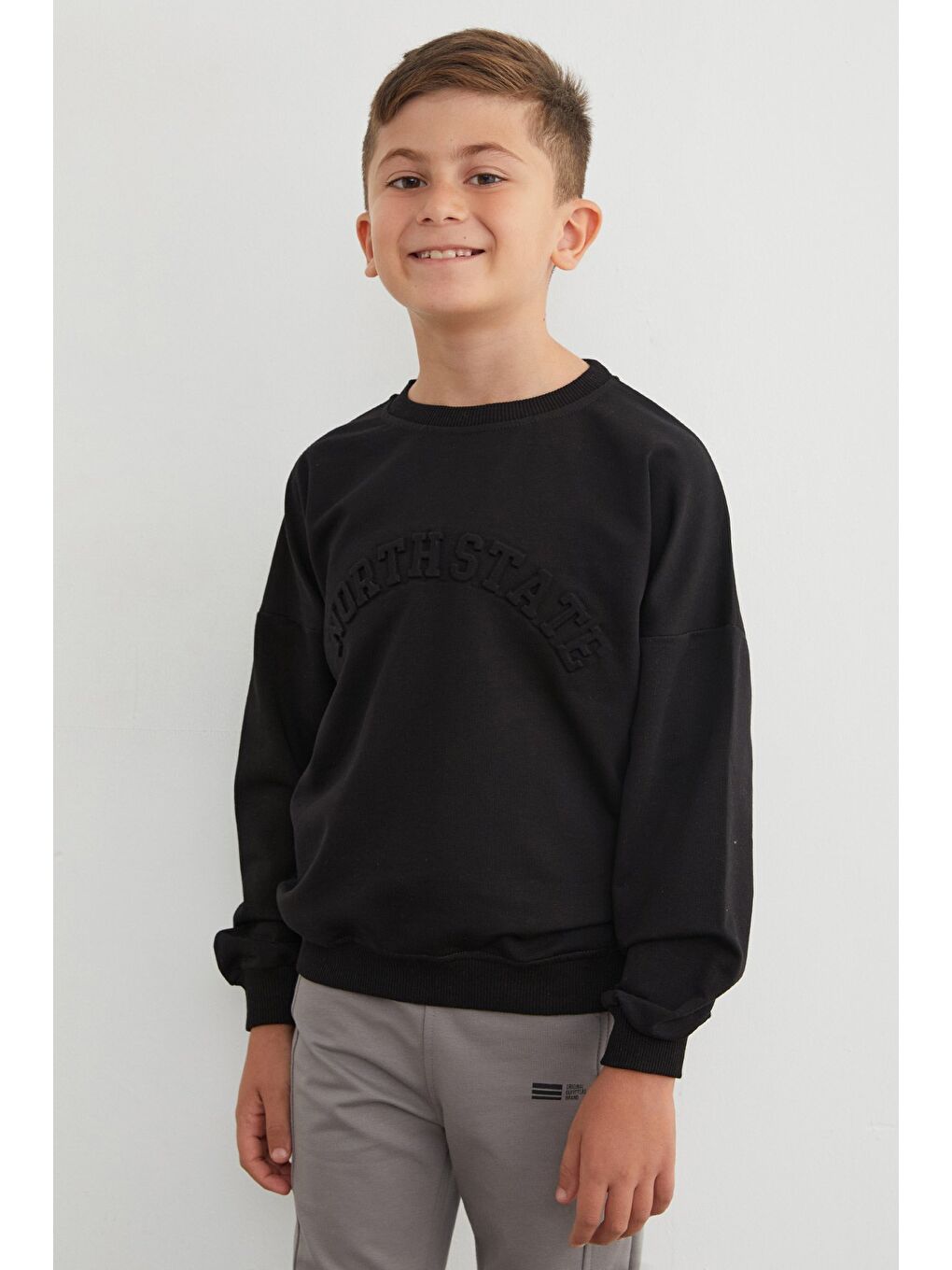 Siyah North State Kabartmalı Erkek Çocuk Sweatshirt-2