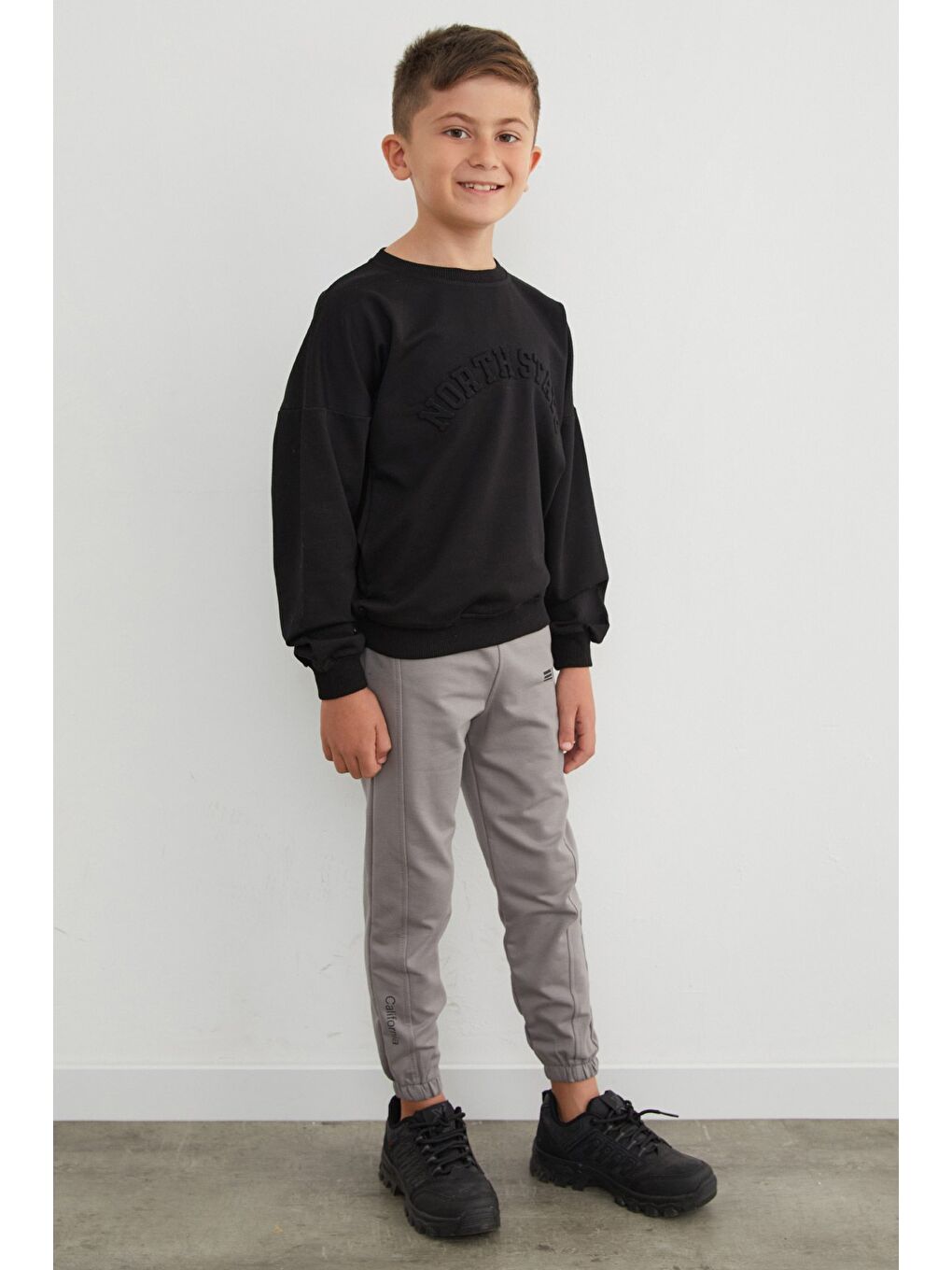 Siyah North State Kabartmalı Erkek Çocuk Sweatshirt-3