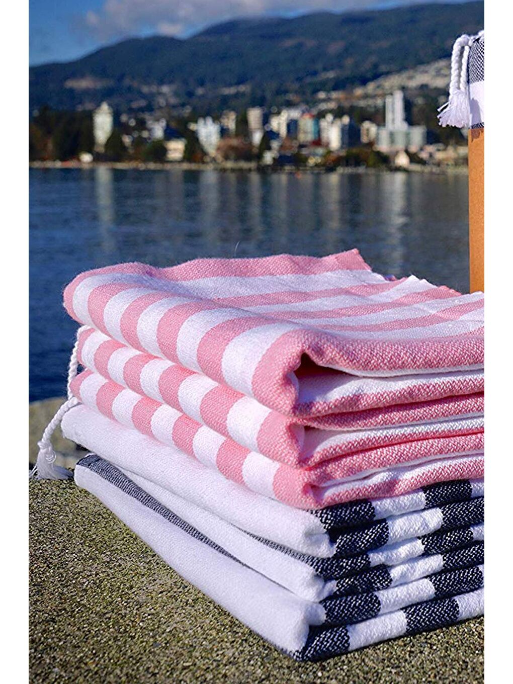 Zeynep Tekstil Pembe Stripe 75x150 cm Ultra Soft Plaj Havlusu - 2