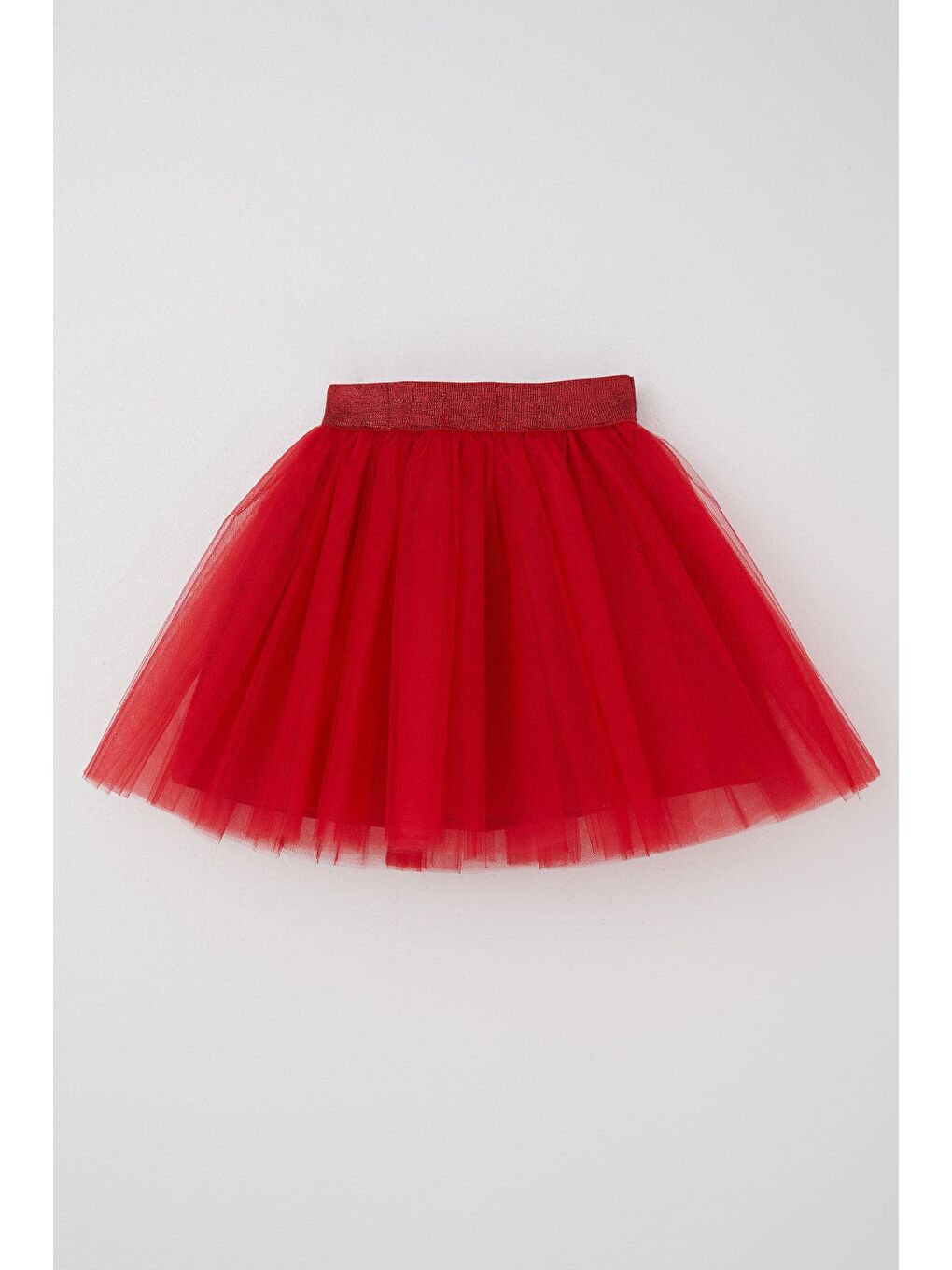 Kız Çocuk Tütü Etek Simli Beli Lastikli Kırmızı (5-10 Yaş)-2
