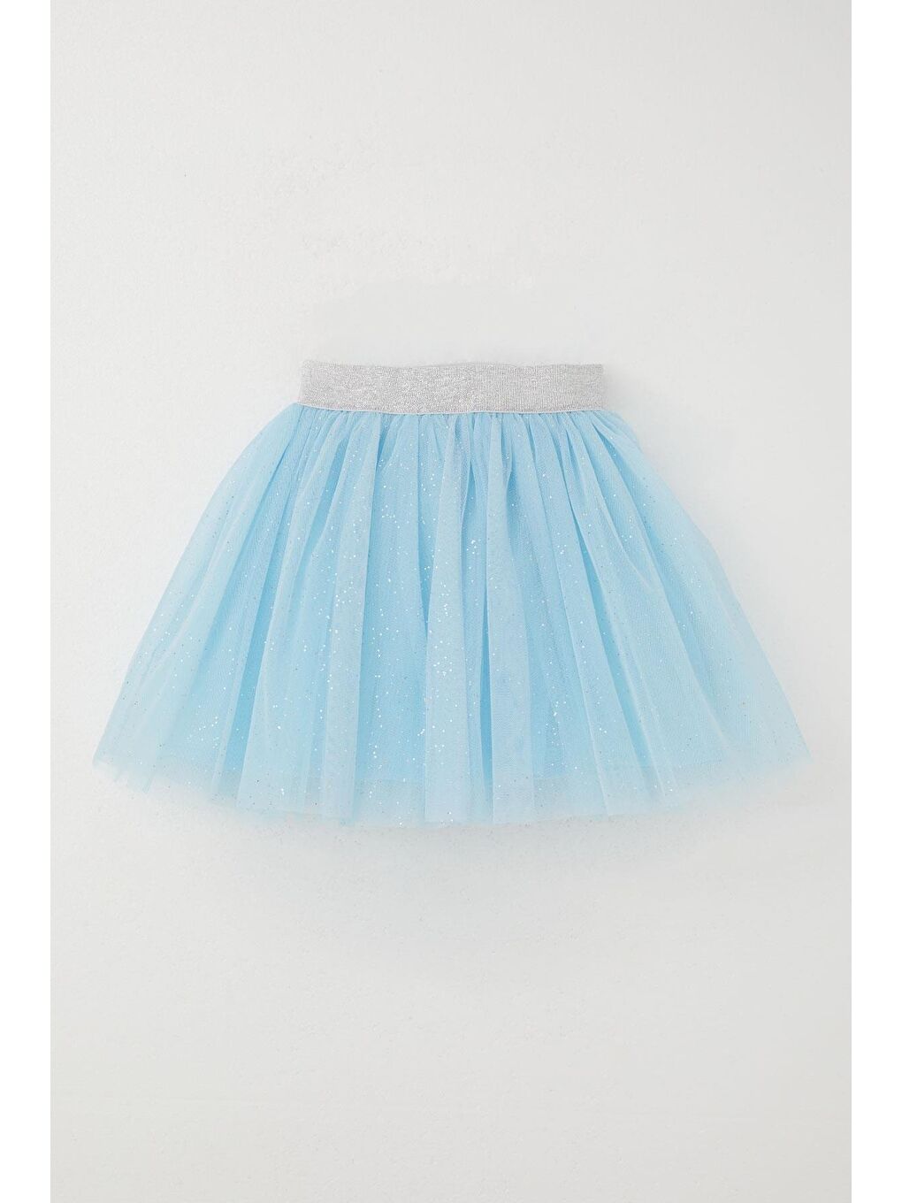 Kız Çocuk Tütü Etek Simli Beli Latikli Açık Mavi (5-10 Yaş)-3