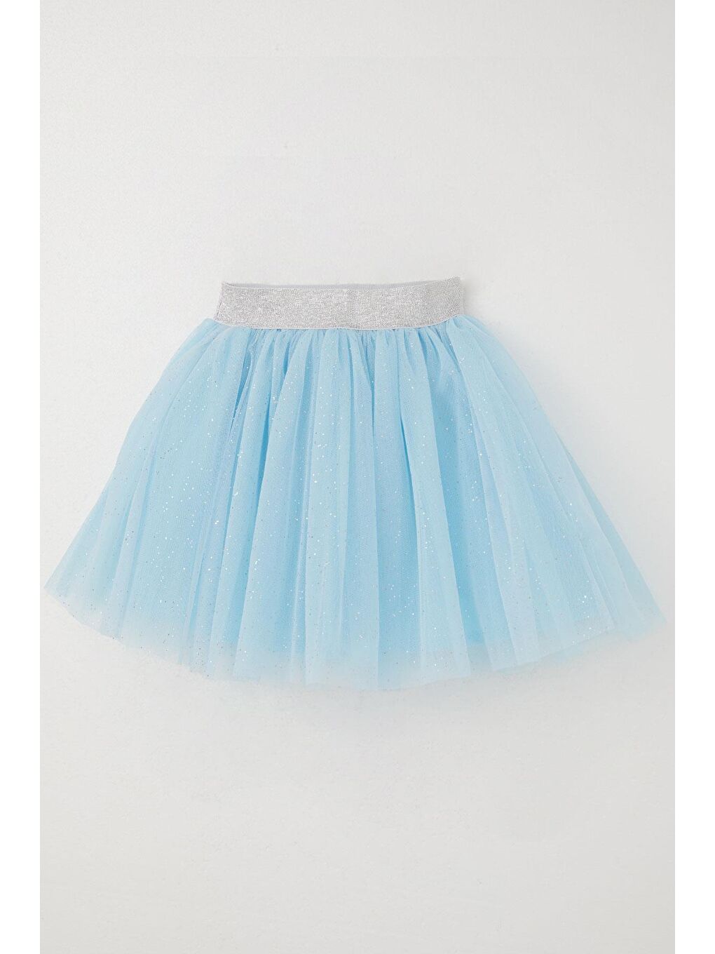 Kız Çocuk Tütü Etek Simli Beli Latikli Açık Mavi (5-10 Yaş)-4