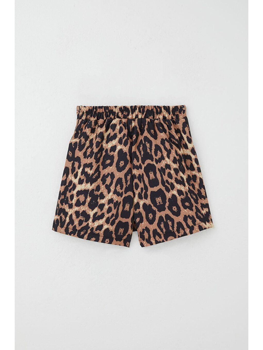 Kız Çocuk Şort Etek Leopar Desenli Düğme Aksesuarlı Kahverengi (6-12 Yaş)-5