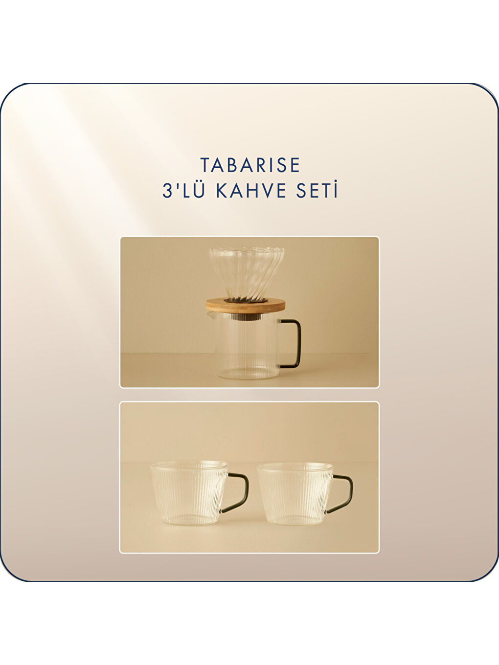 Bella Maison Bej Tabarise 3'lü Kahve Seti Naturel