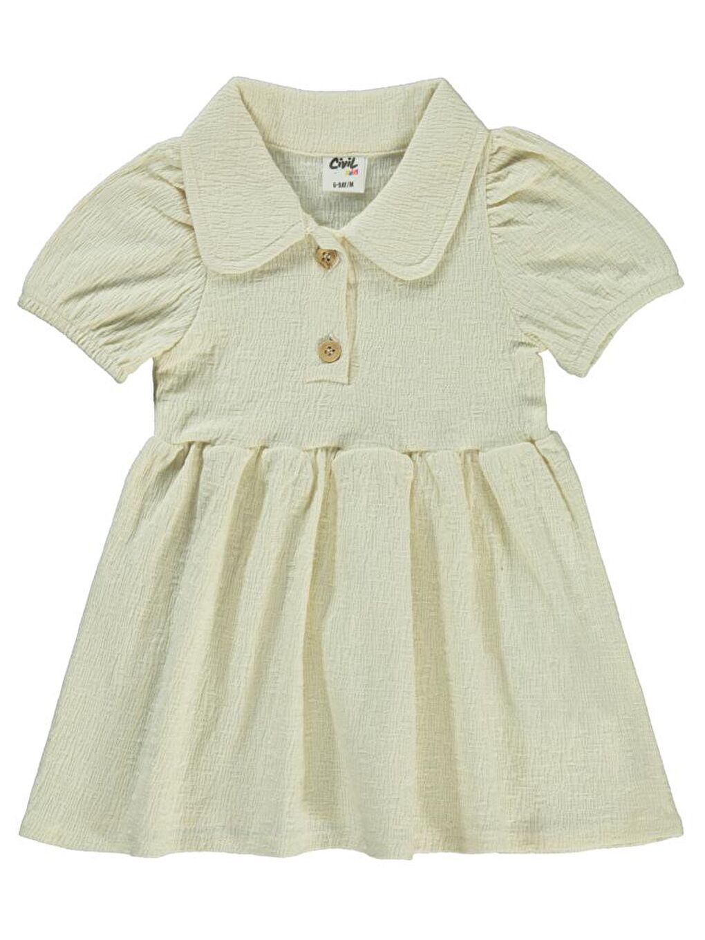 Ekru Baby Kol Ucu Lastikli 6-18 Ay Elbise