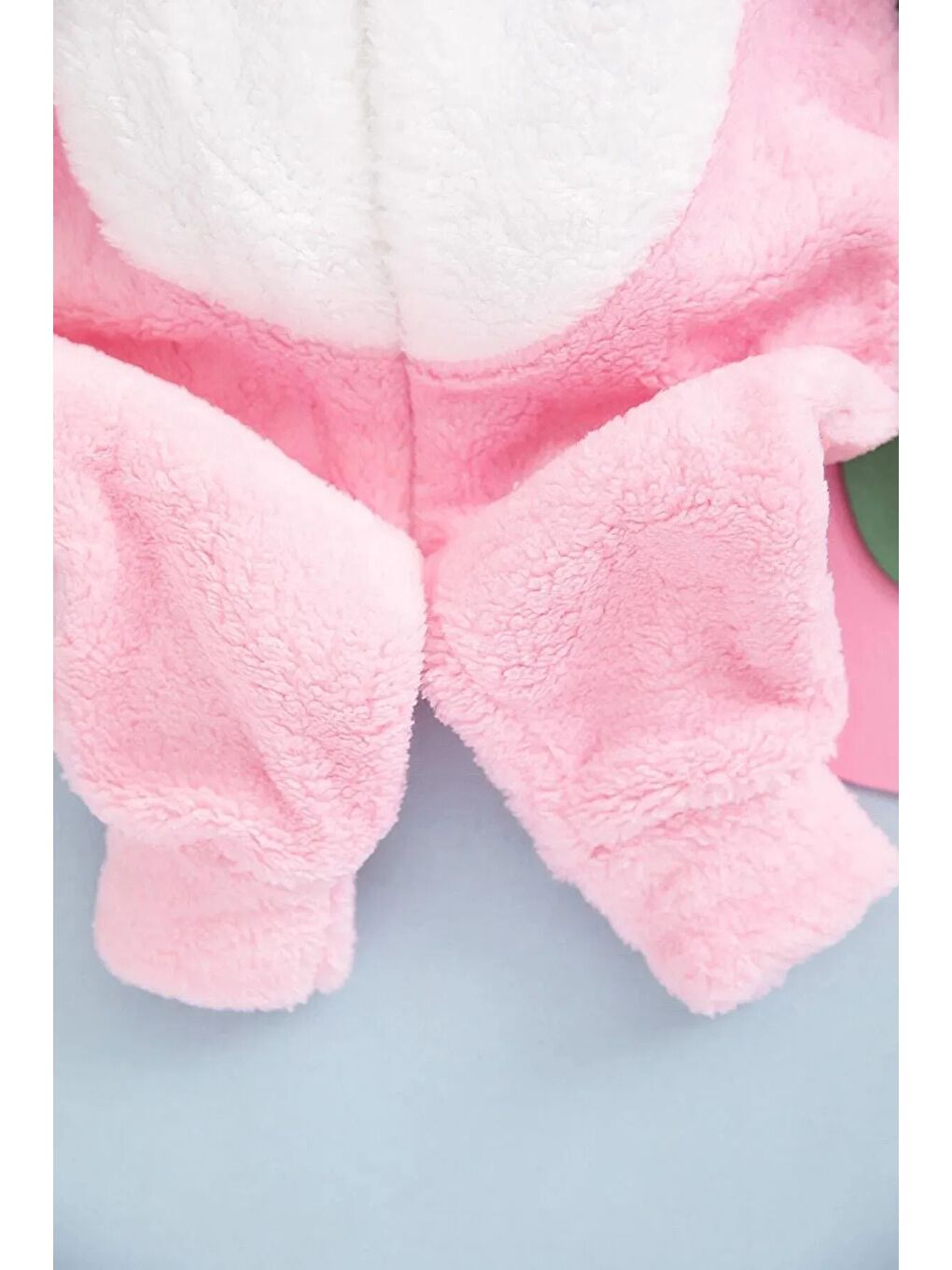 Pembe Kapüşonlu Fermuarlı Tavşan Desenli Bebek Tulum-3