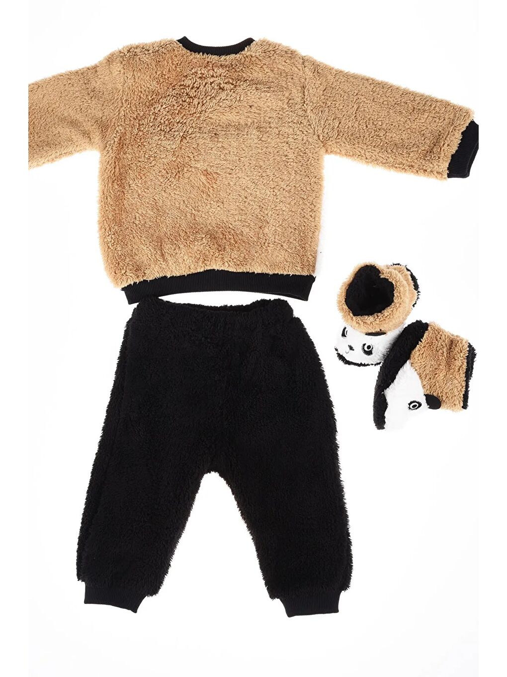 Mai Perla Siyah Panda Nakışlı Welsoft Pelüş 3 lü Bebek Takım - 2