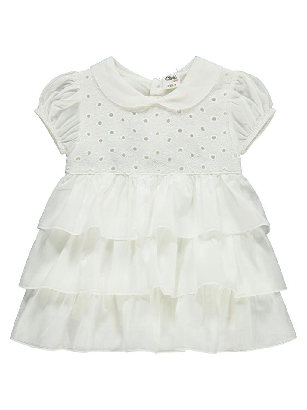Ekru Baby Bebe Yaka 6-18 Ay Elbise-1